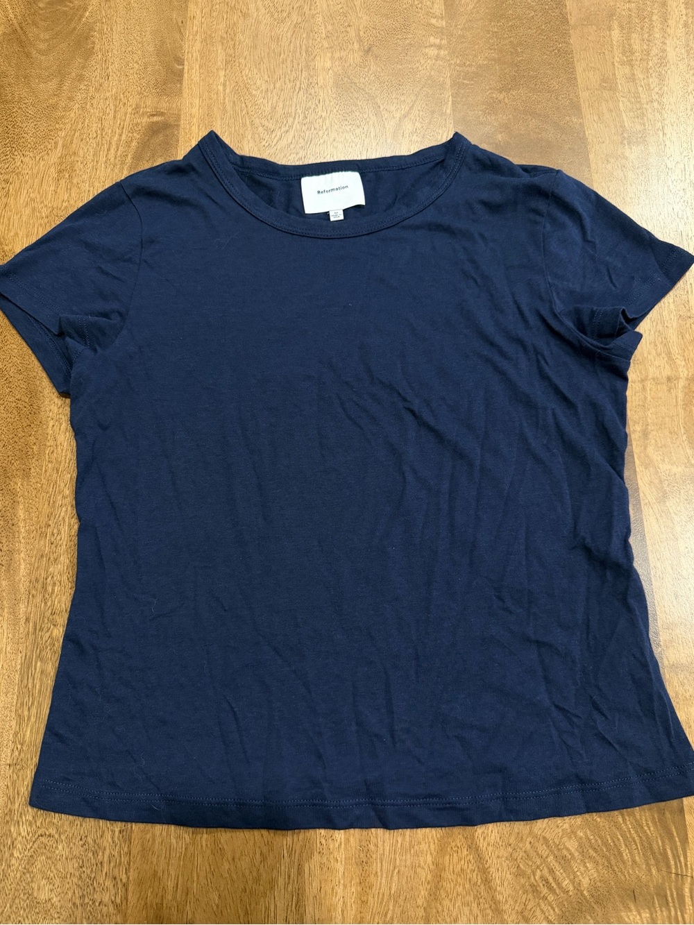 Reformation Navy Short Sleeve Crew Tee